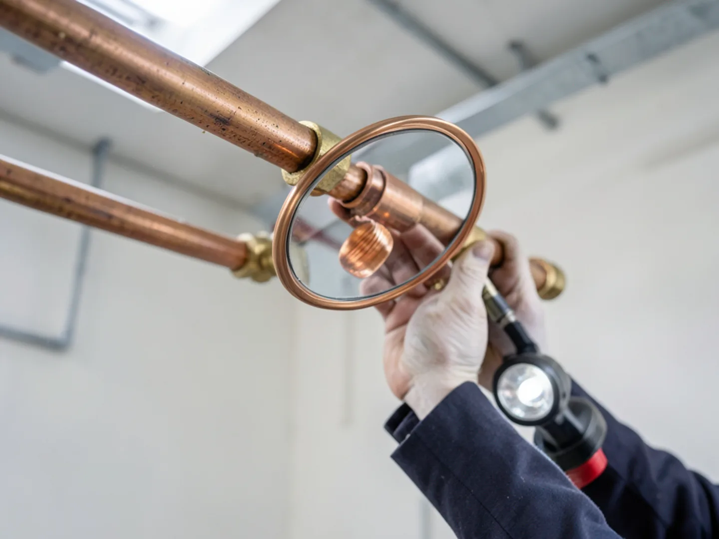 Professional plumbing press tools and brass fittings staged neatly
